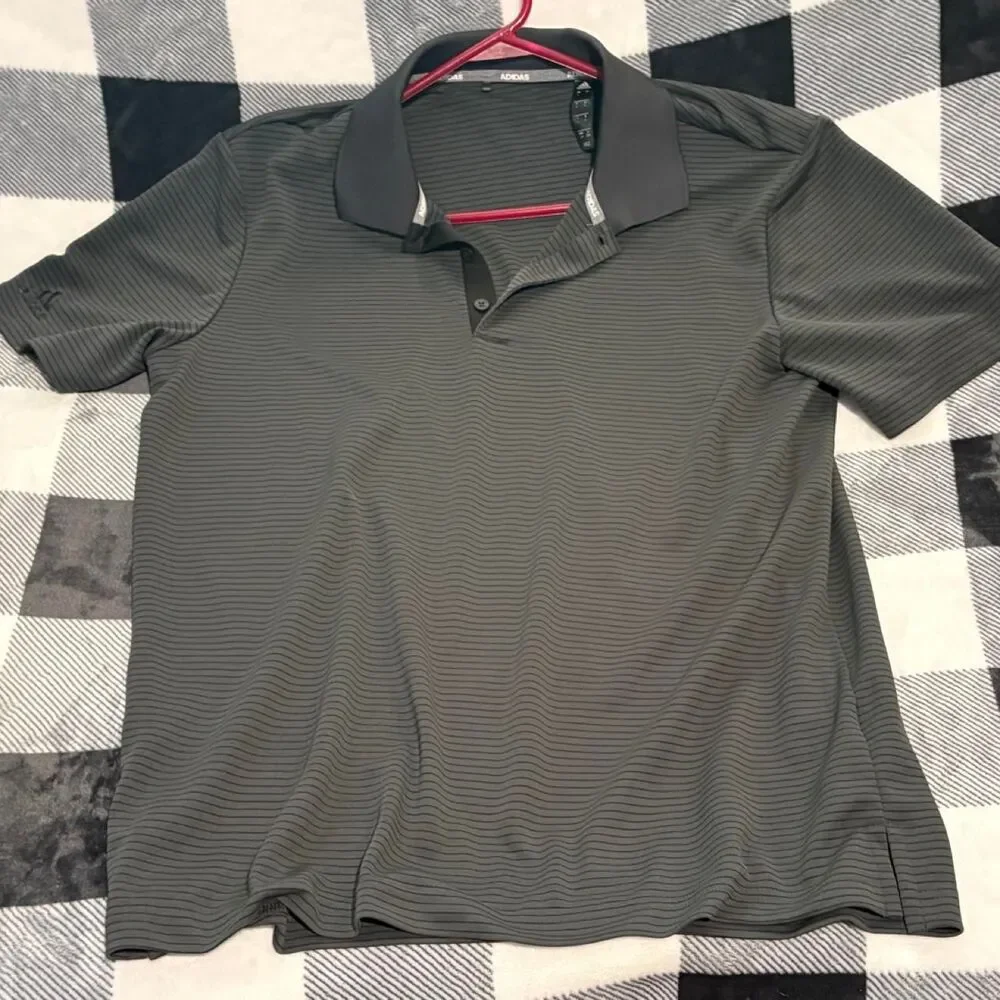 Adidas Men's Grey and Black Polo-shirts